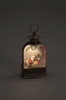 Battery Operated Christmas Water Lantern With Festive Santa Scene 24cm