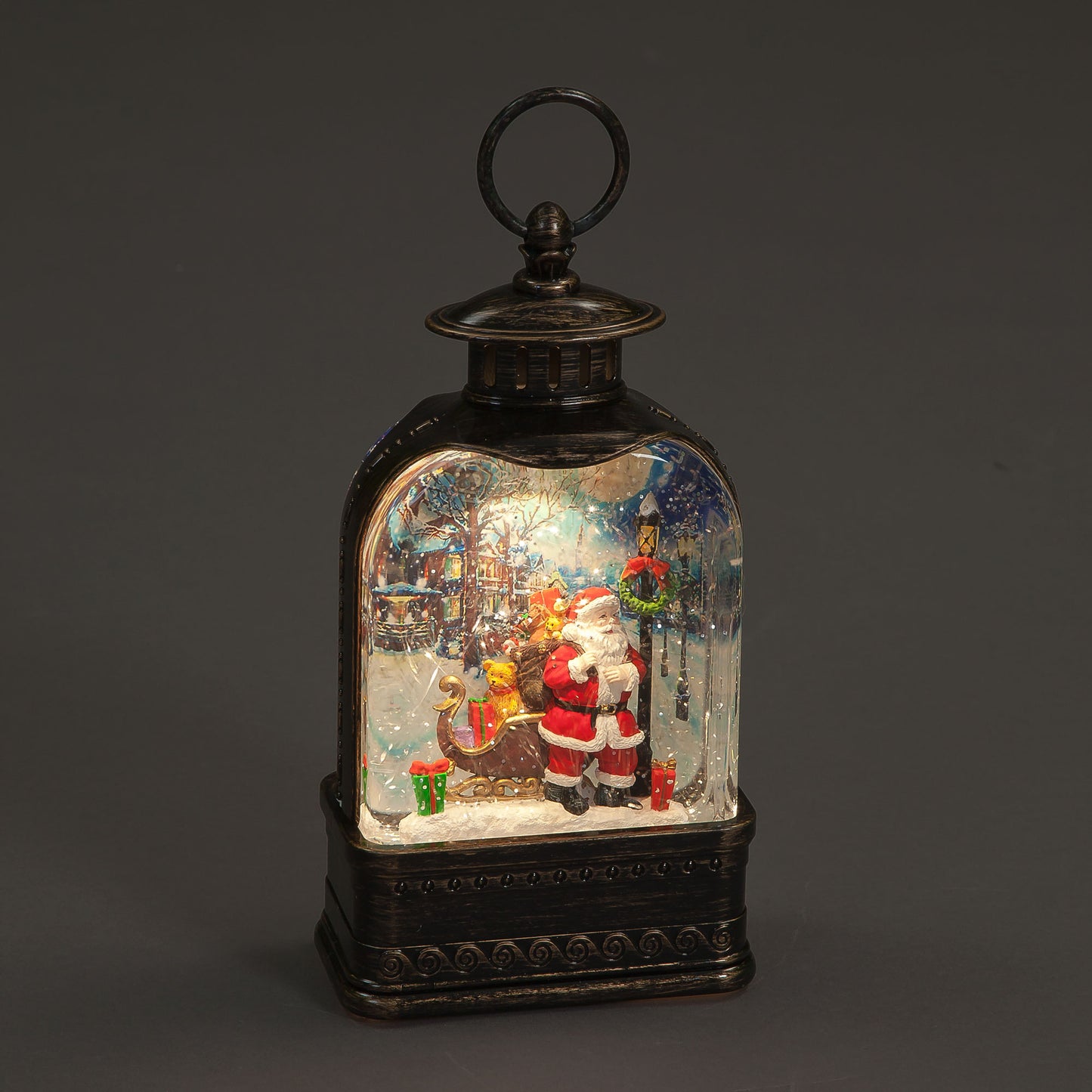Battery Operated 24cm Water Lantern With Santa Town Scene