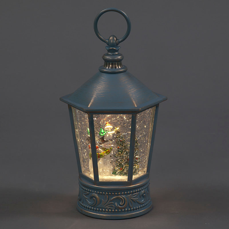 Battery Operated Water Lantern With Snowman Festive Scene