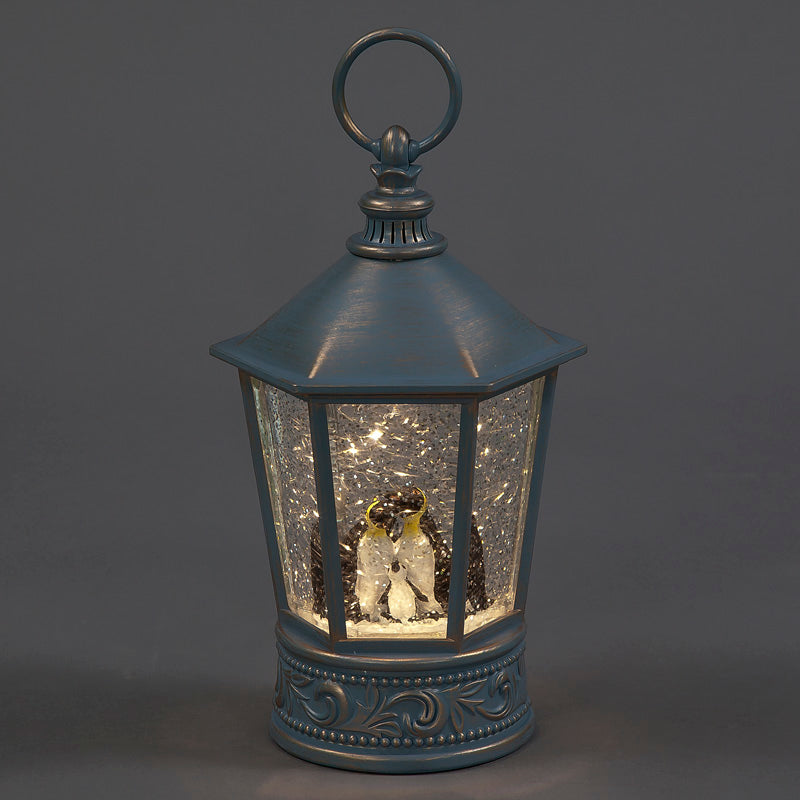 26cm Battery Operated Water Lantern With Family Penguin Scene