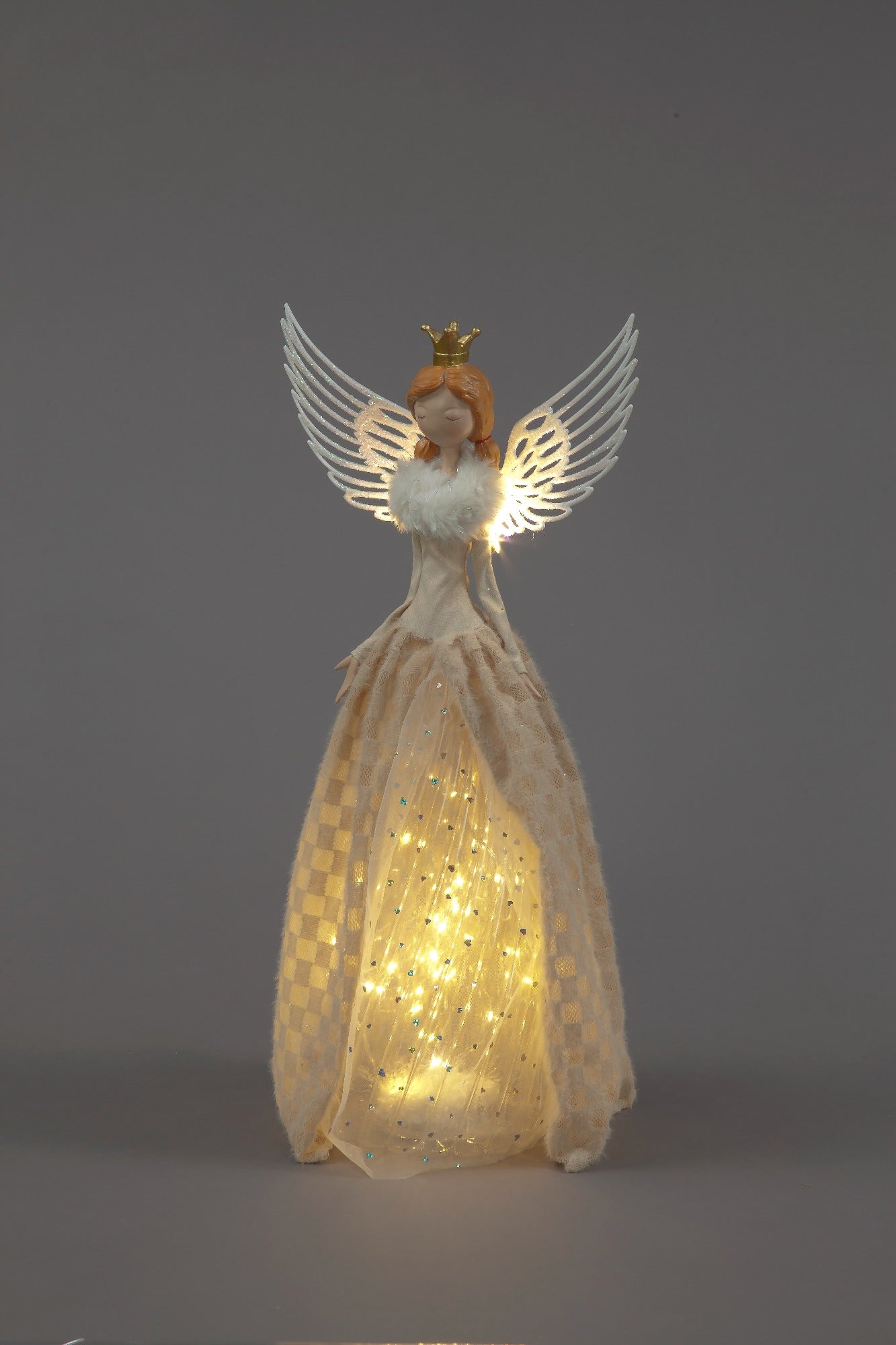 Battery Operated 51cm LED Angel in Cream Dress