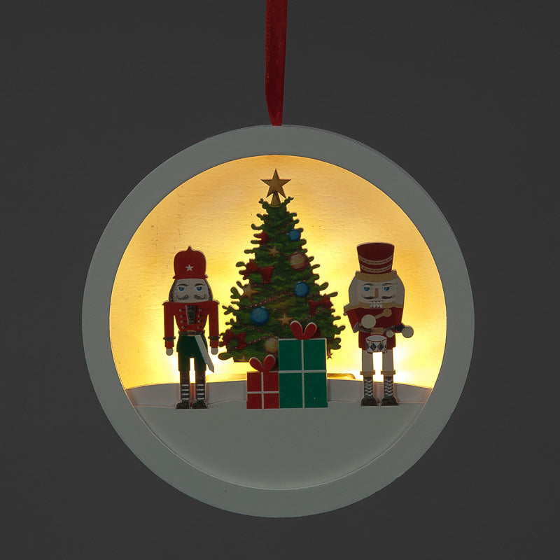 Battery Operated Wooden Hanging Christmas Nutcracker Scene (14cm)