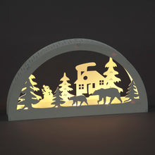 Battery Operated 16cm White Wooden Winter Arch Scene