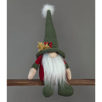 52cm Plush Green and Red Sitting Gonk Santa with Flower on Hat