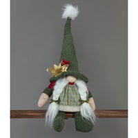 52cm Plush Green and Red Sitting Gonk Girl with Flower on Hat