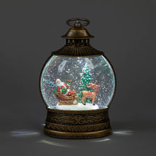 Battery Operated Christmas Water Lantern with Santa's Sleigh and Reindeer (26cm)
