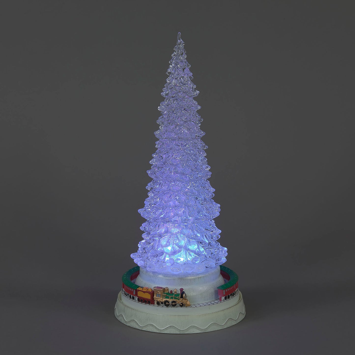 Battery Operated Water Christmas Tree with Moving Train (34cm)