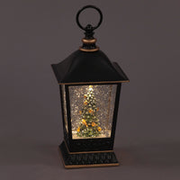 Battery Operated 28cm Water Lantern w/Tree & Robins Christmas Decoration