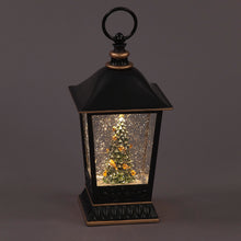 Battery Operated 28cm Water Lantern w/Tree & Robins Christmas Decoration