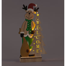 Battery Operated 29cm Wooden Reindeer & Tree w/5 Warm White LEDs Christmas Decoration