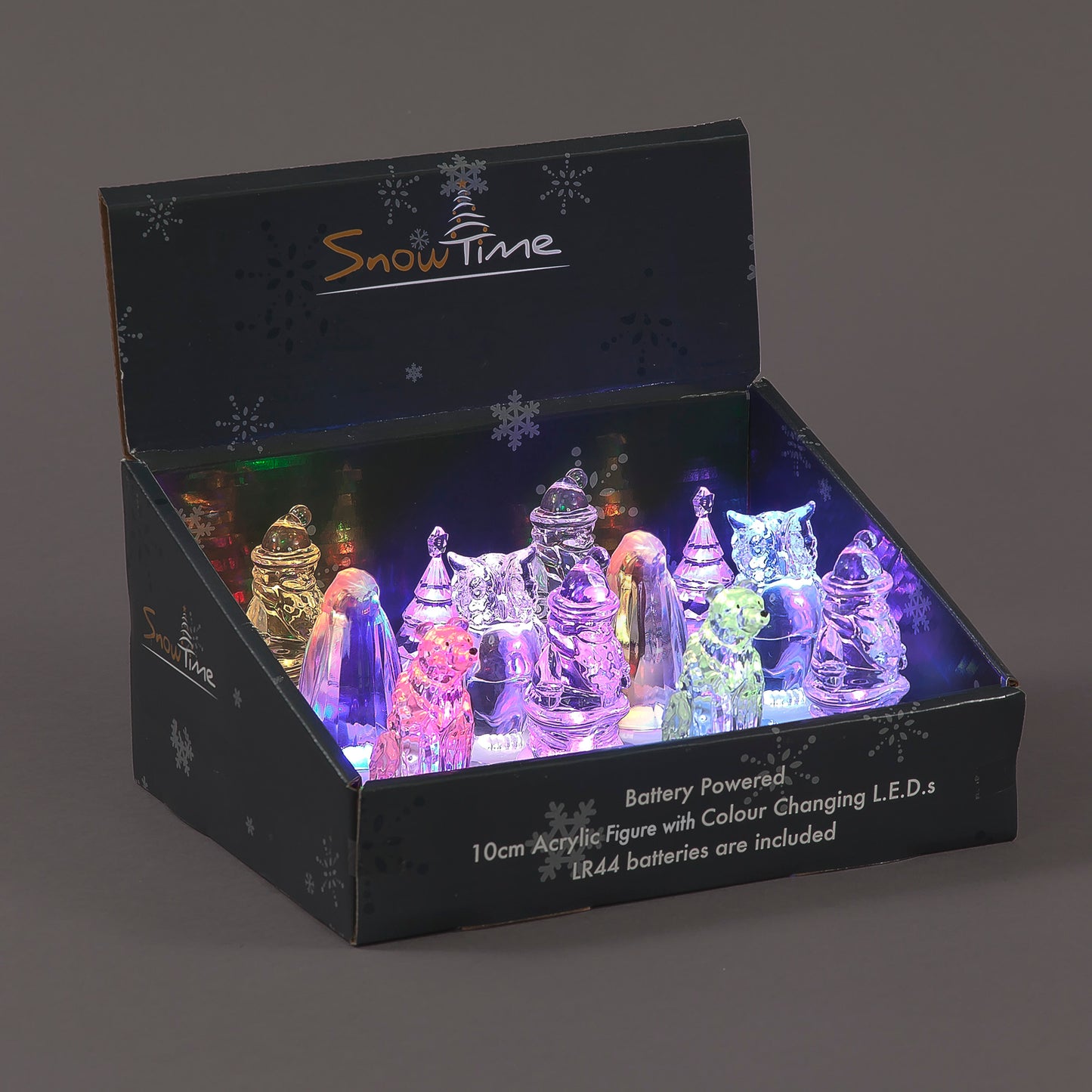 Battery Operated 10cm LED Shaped Tea Light Red Green Blue 2 Asstd Santa,Tree Christmas Decoration