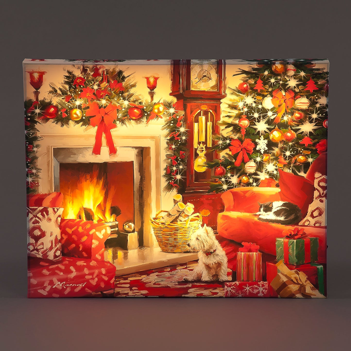 40x50cm Stretched LED Canvas Interior Remote Battery Operated Christmas Decoration