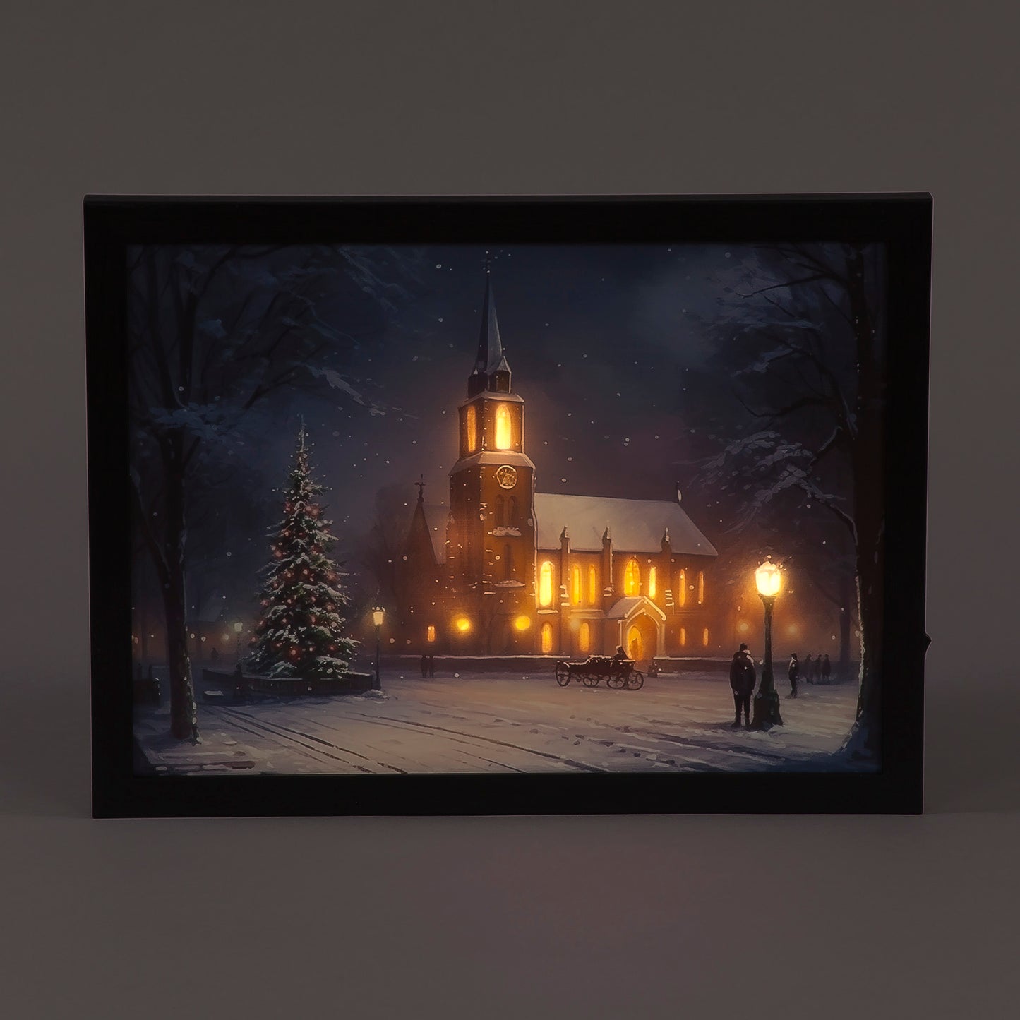 Christmas B/O 30x40 LED Framed Canvas Winter Church