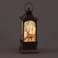 Battery Operated 22cm Water Lantern w/ Deers & Trees Christmas Decoration
