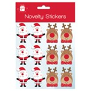 Novelty Santa & Rudolph Sticker Decorations