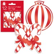 12 Novelty Candy Cane & Bauble Tags