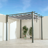 3m x 3m Aluminium Outdoor Retractable Pergola Garden Gazebo Grey