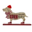 30cm natural / red wooden dog advent calendar