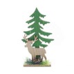 25cm wooden green tree with reindeer and foliage