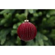 8cm burgundy flock glass ball - gold glitter