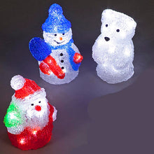 Set of 3 17cm Christmas acrylic figures - Santa, Snowman, Polar bear with LEDs