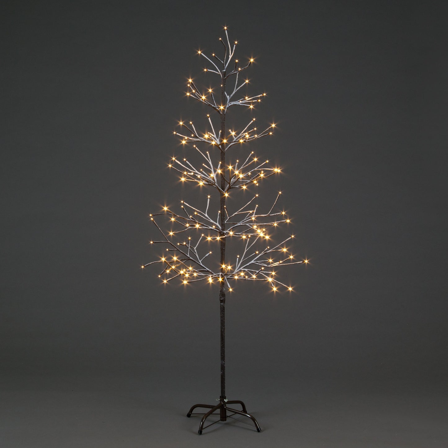 1.5m Brown Snowy Tree With 160 Warm White LEDs