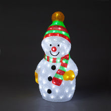 58cm Snowman w/Green & Red Hat & Scarf/96 Ice White LEDs Christmas Decoration