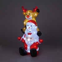 59cm Acrylic Santa, Snowman & Reindeer Tower With 60 Ice White LEDs