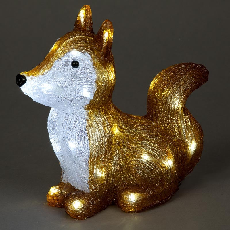 28cm Acrylic Fox with 30 Ice White LEDs