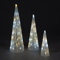 Set of 3 Pyramids With 60 Ice White & Warm White Flashing LEDs