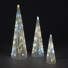 Set of 3 Pyramids With 60 Ice White & Warm White Flashing LEDs