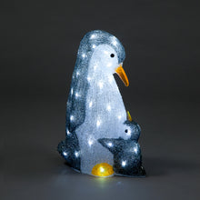 47cm Penguin Mother & Chick with 60 Ice White LEDs