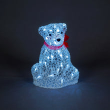 30cm ABS Bear With 30 White LEDs & Red Ribbon