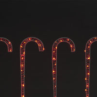 Set of 4 62cm White Iron Candy Cane Stake Light