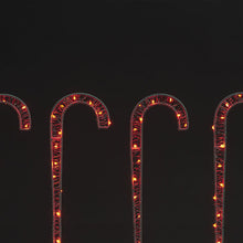 Set of 4 62cm White Iron Candy Cane Stake Light