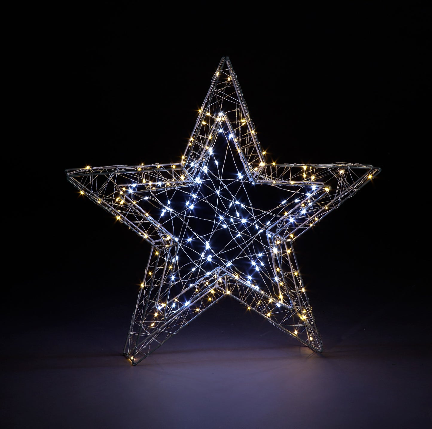 55cm 3D Christmas Iron Star with 240 Warm & Ice White Twinkling LEDs