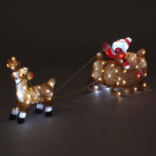 40cm Acrylic Reindeer Pull Santa On Sleigh
