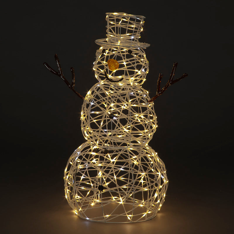 90cm White Rattan Snowman