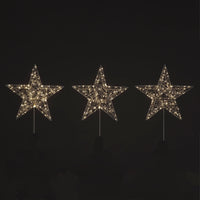 Set of 3 48cm Iron Star Stake Lights w/300 Warm White LEDs Christmas Decoration
