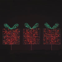 Iron Christmas Parcel Stake with 390 LEDs (Set of 3)