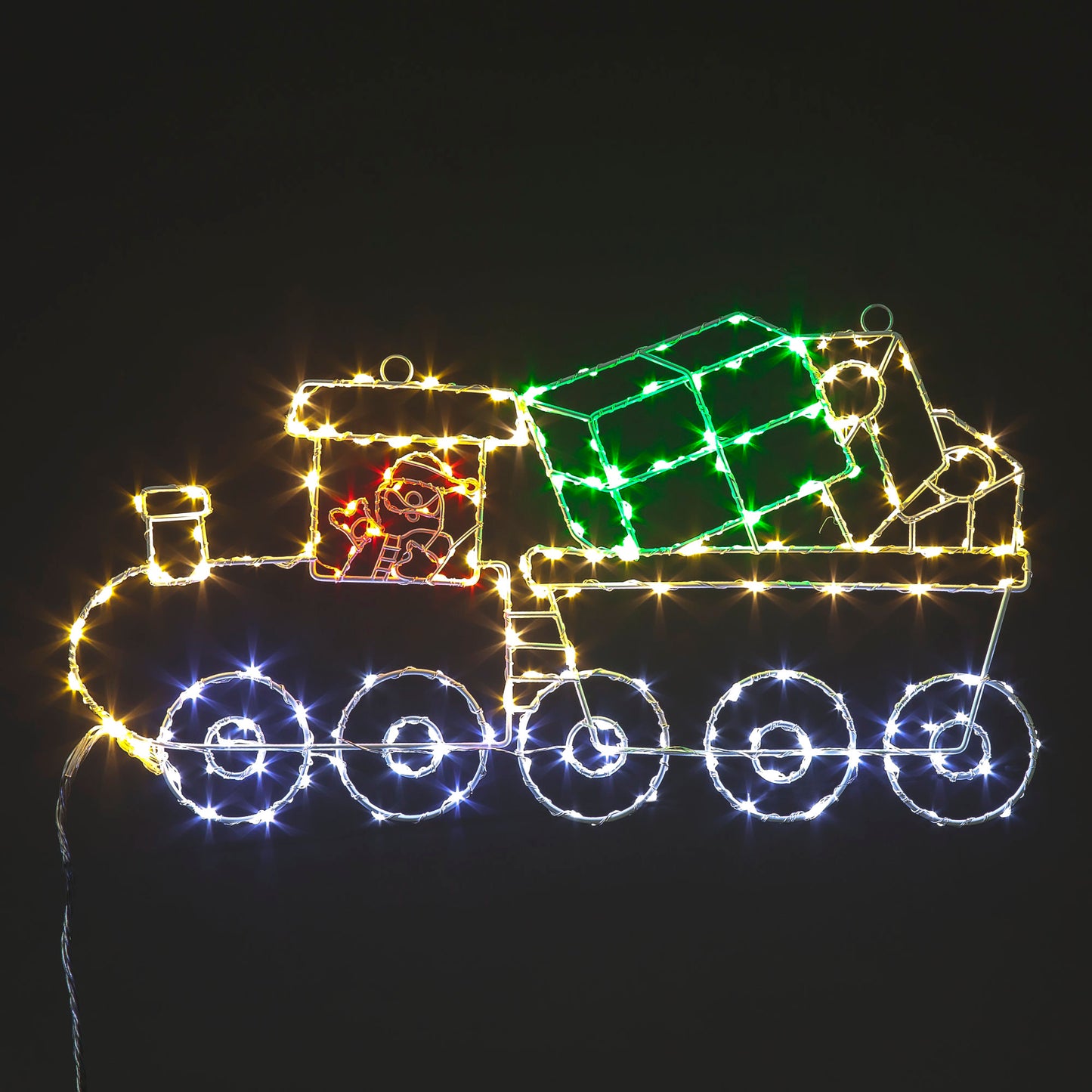 Iron Christmas Train with Rotating Tyres and 158 LEDs (25cm)