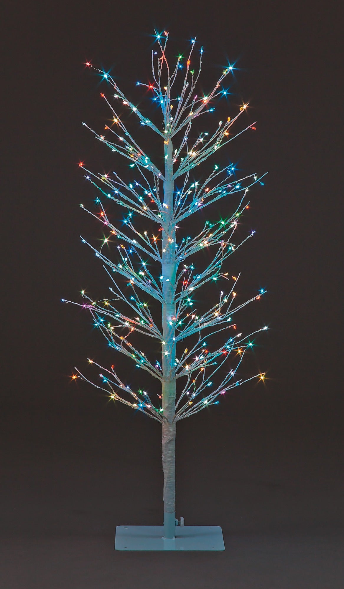 90cm White All Round Sculpt Tree w/ 320 MC Flashing LEDs Christmas Decoration