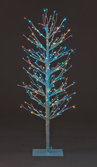 90cm White All Round Sculpt Tree w/ 320 MC Flashing LEDs Christmas Decoration