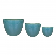 Blue Ceramic Indoor Pots (Set of 3) 