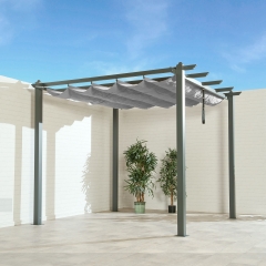 3m x 3m Aluminium Outdoor Retractable Pergola Garden Gazebo Grey 